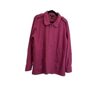 Babette Ballinger 100% Wool Womens Size XL Mauve Full Zip Button Coat Jacket